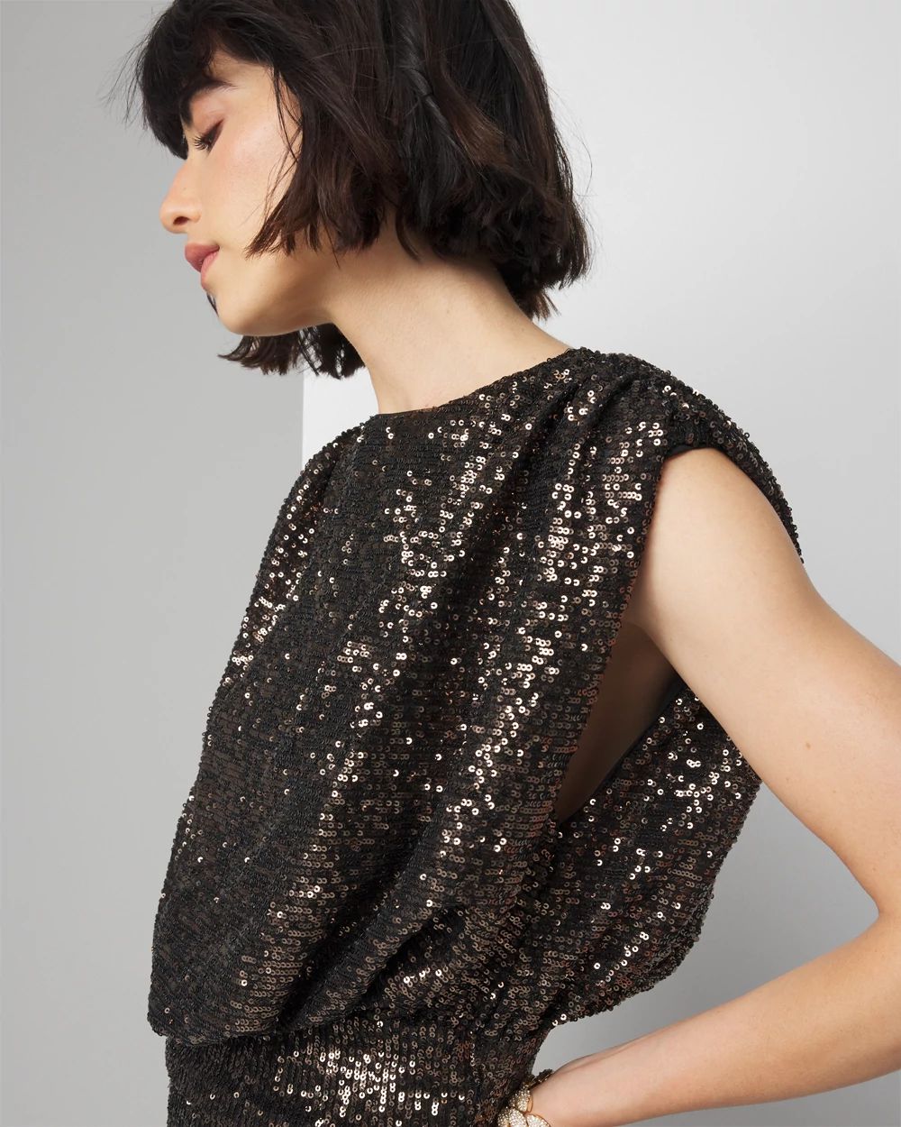 Sequin Ruched Midi Dress click to view larger image.