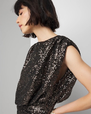 Sequin Ruched Midi Dress click to view larger image.