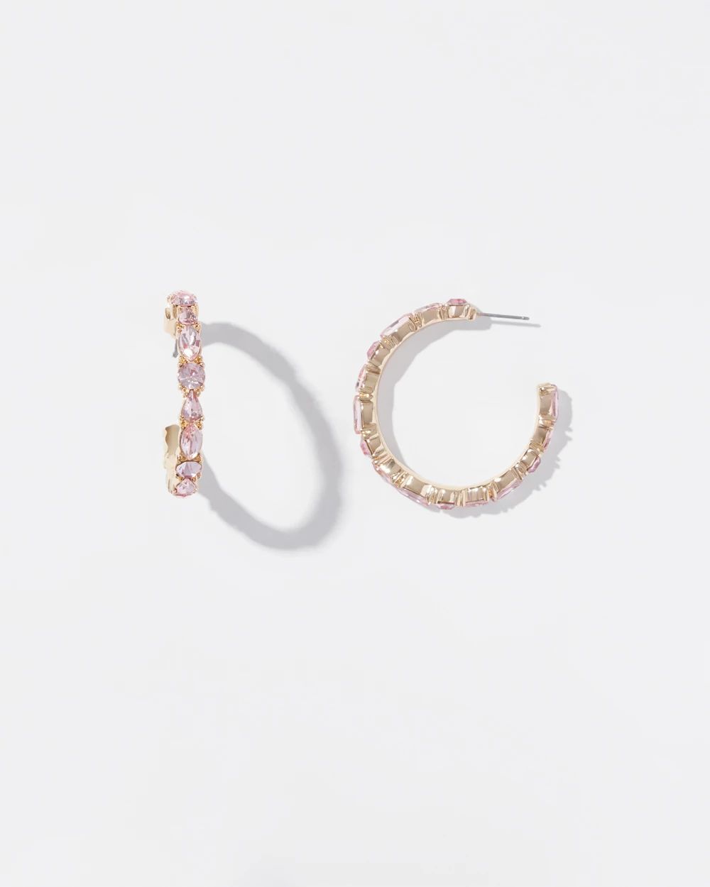 Gold Rose Stone Hoop Earrings