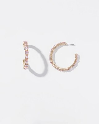Gold Rose Stone Hoop Earrings