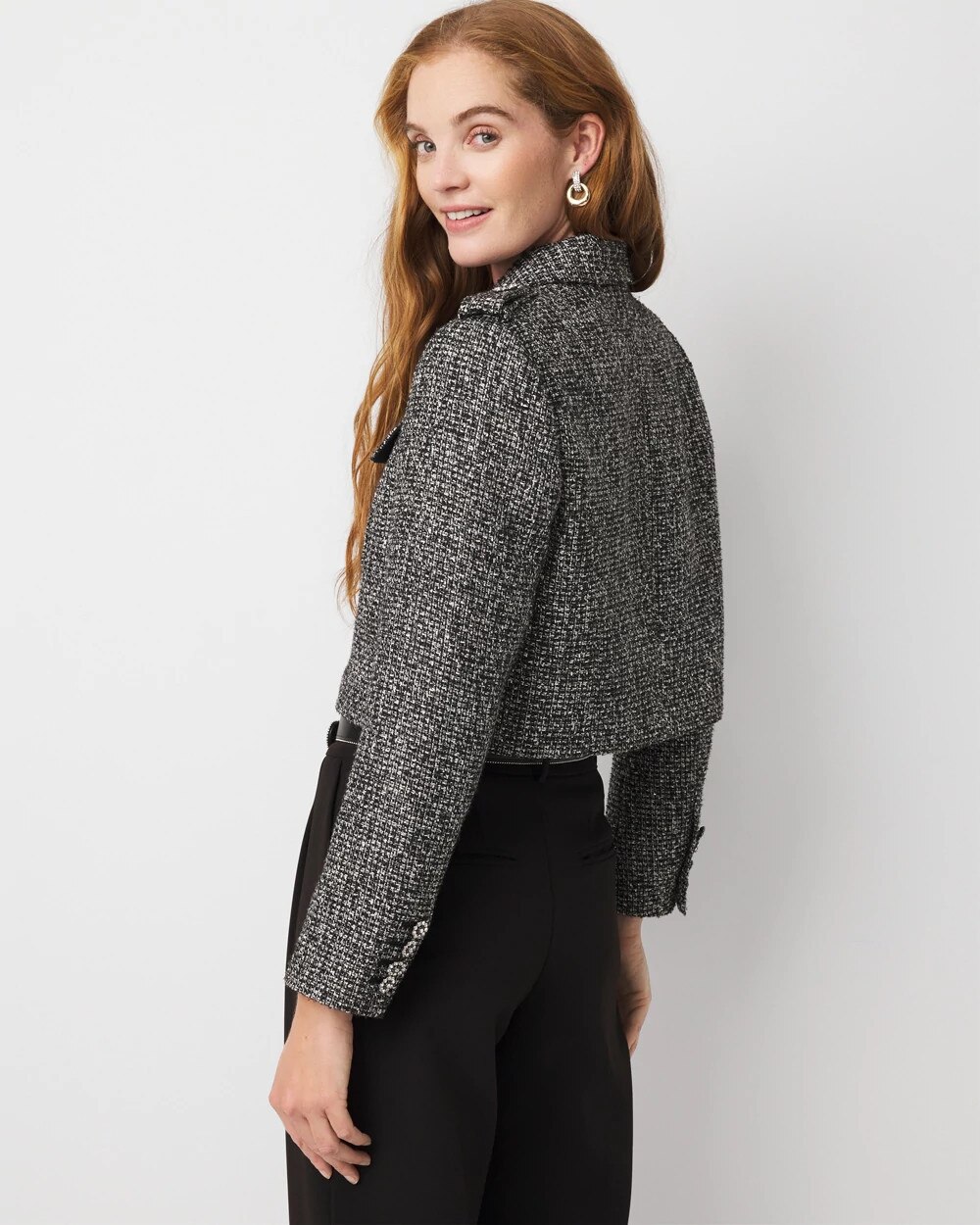 Sequin Tweed Trucker Jacket - image 4