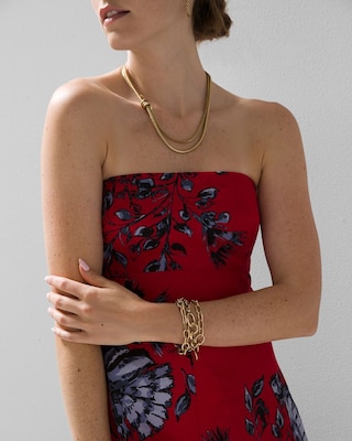 Strapless Linen Midi Dress