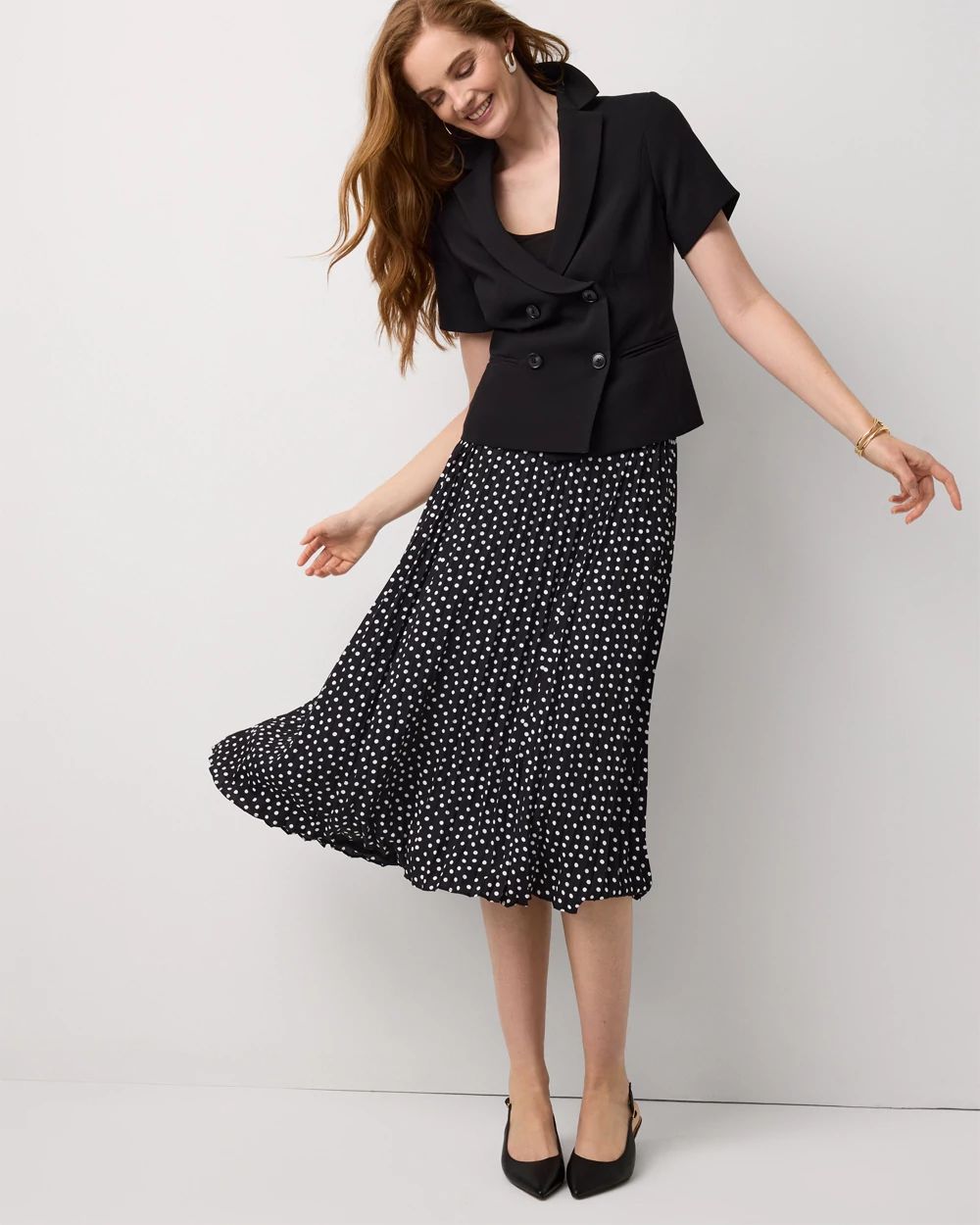 Petite Pleated Crepe Midi Skirt
