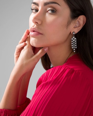 Hematite & Crystal Chandelier Earrings