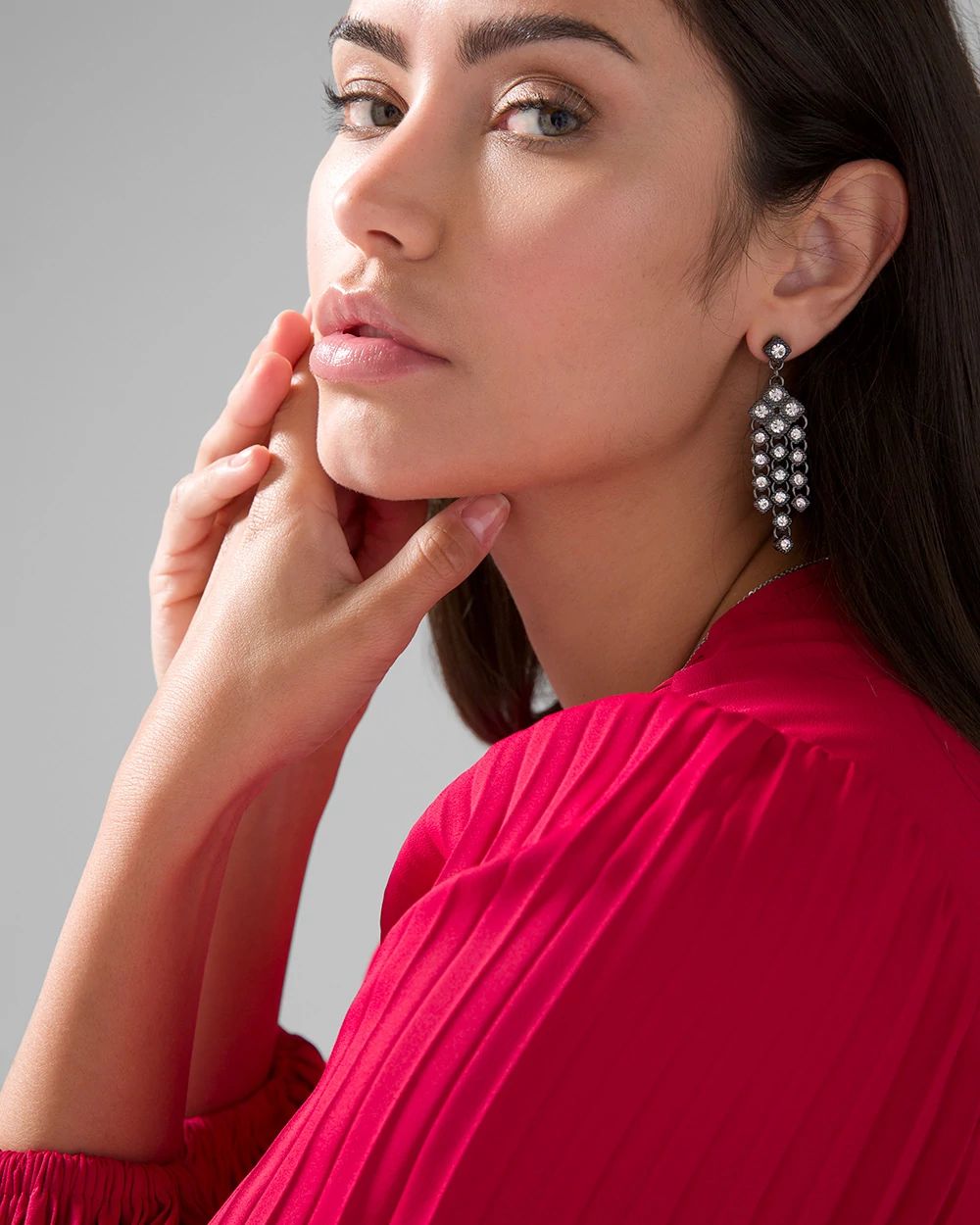 Hematite & Crystal Chandelier Earrings