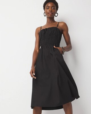 Poplin Tie Back Midi Dress