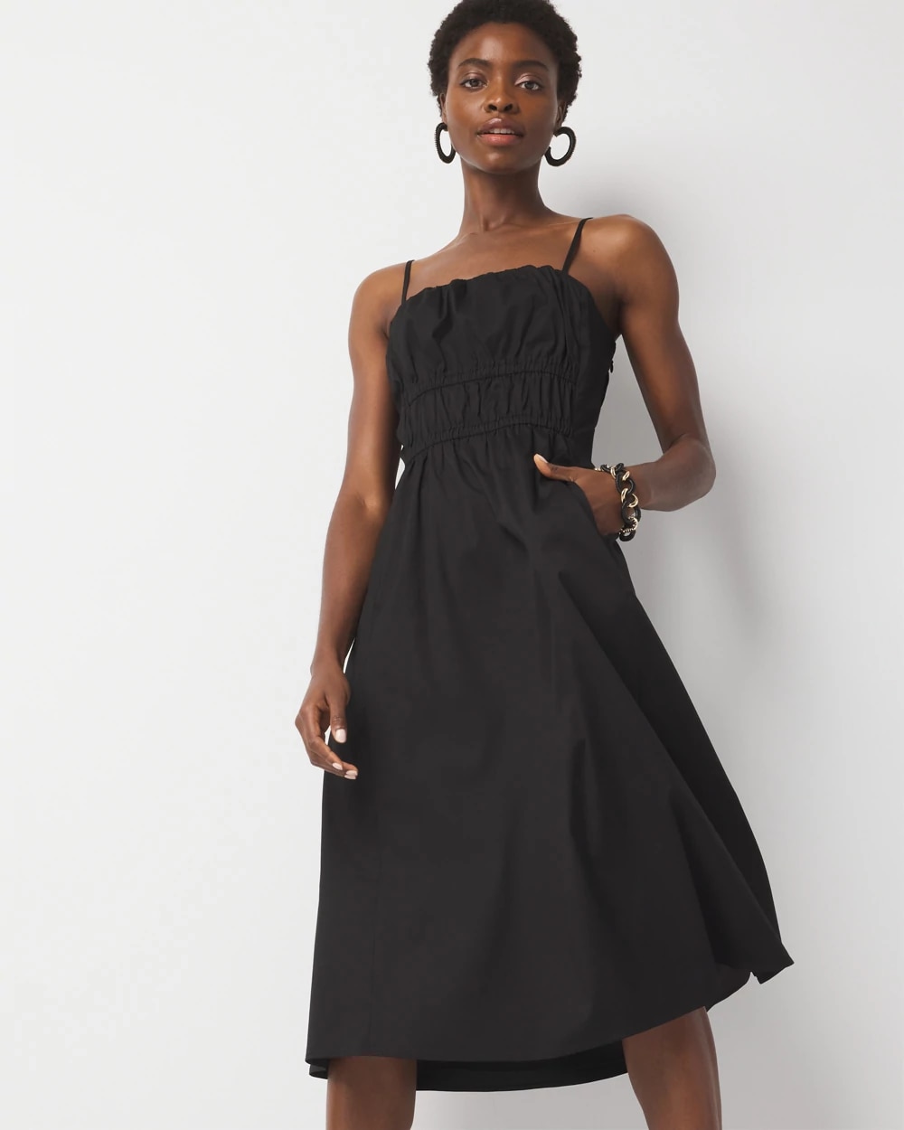 Poplin Tie Back Midi Dress