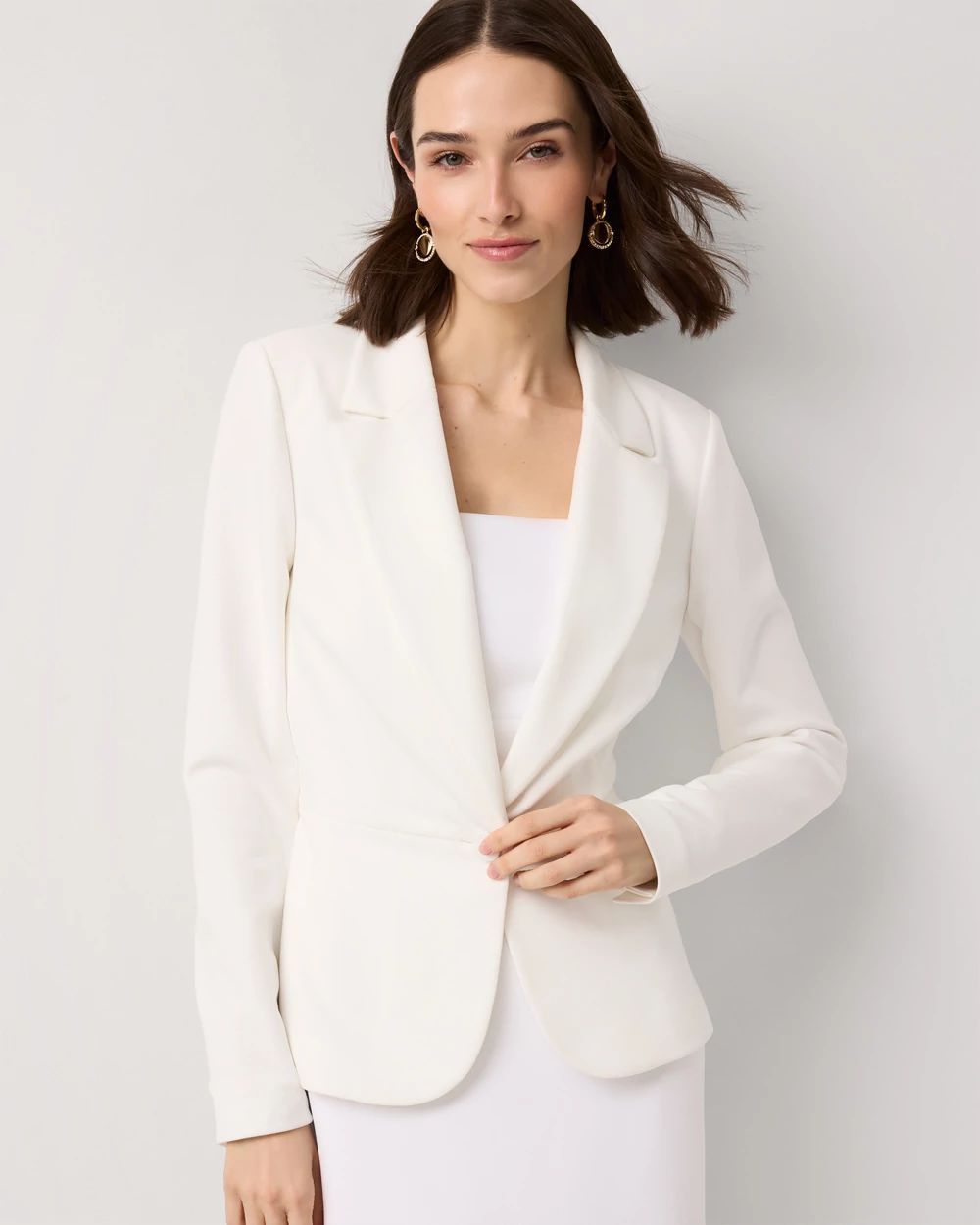 Petite Knit Crepe Blazer