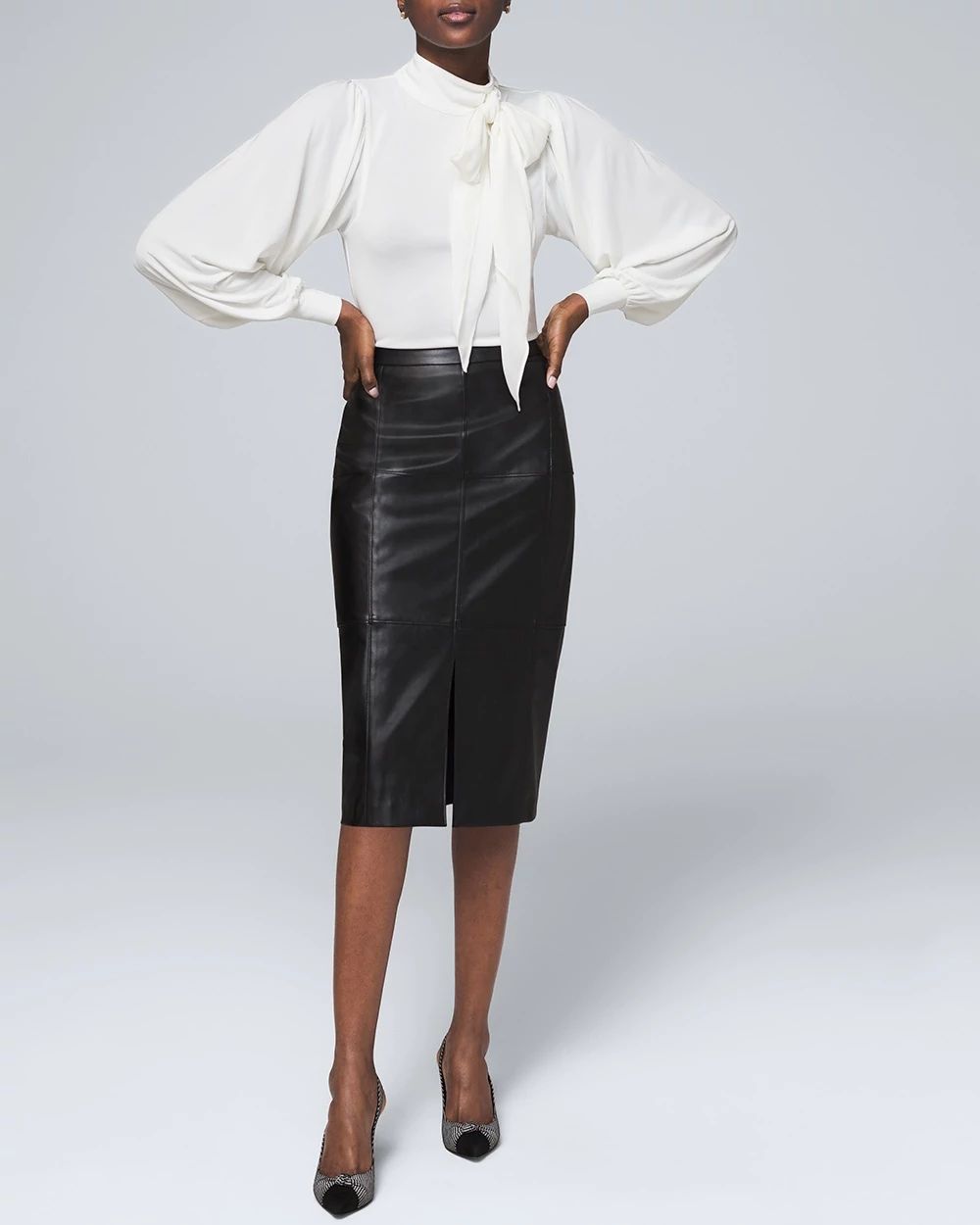Mixed-Media Bow Blouse
