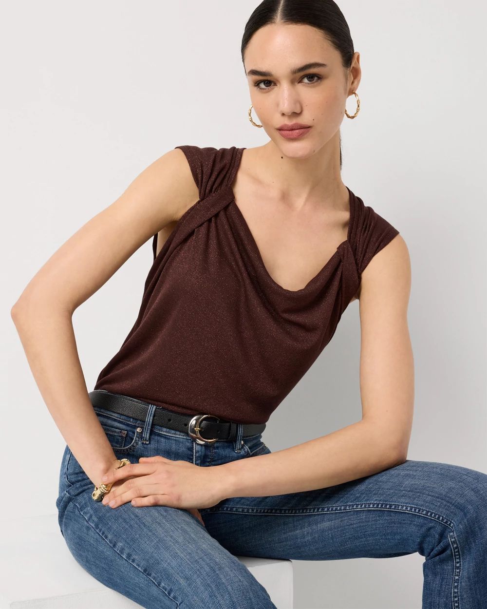 Petite Metallic Knit Tank