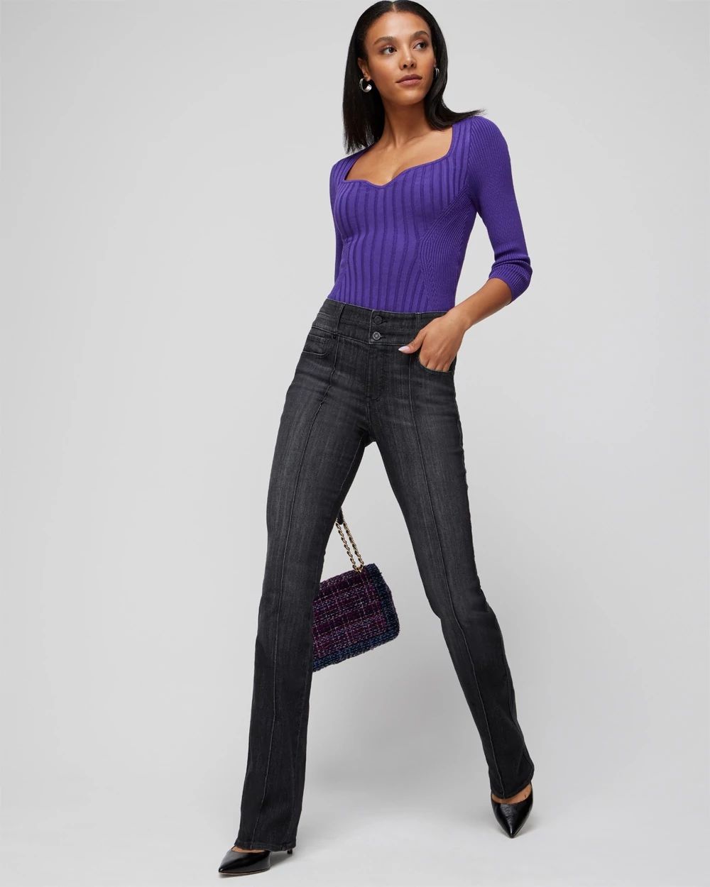 Extra-High Rise Pintuck Skinny Flare Jeans