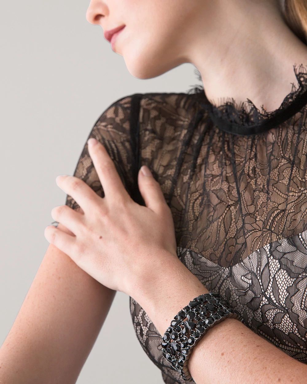 Black statement bracelet hotsell