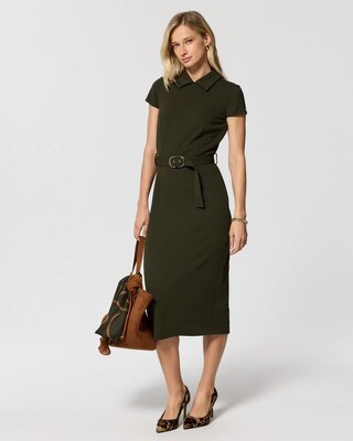 Stretch Crepe Collared Sheath Dress click to view larger image.
