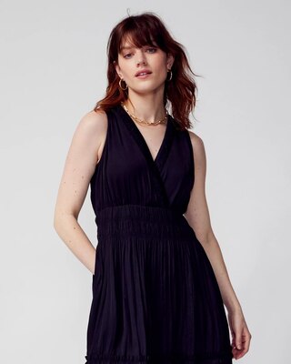 Satin Surplice Midi Dress