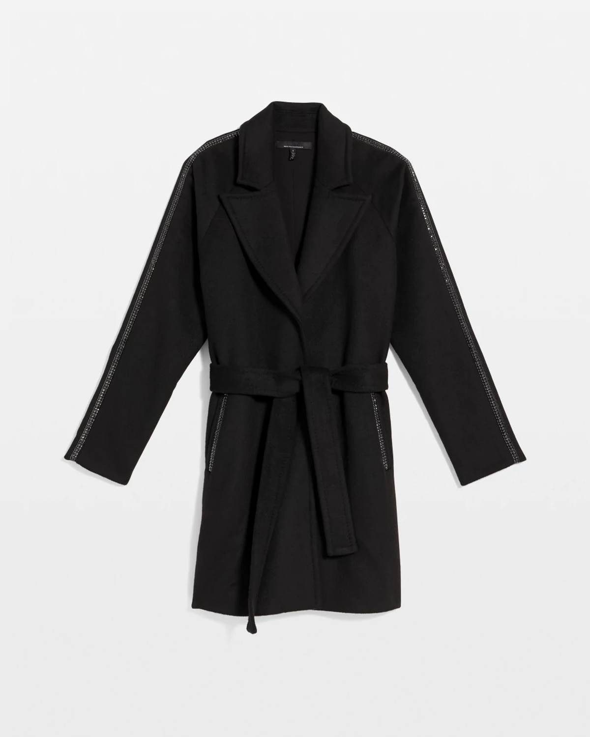 White House Black Market Embellished Wool-blend Coat In Black
