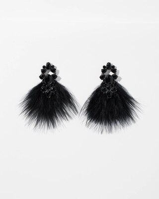 Gunmetal Black Feather Statement Earring