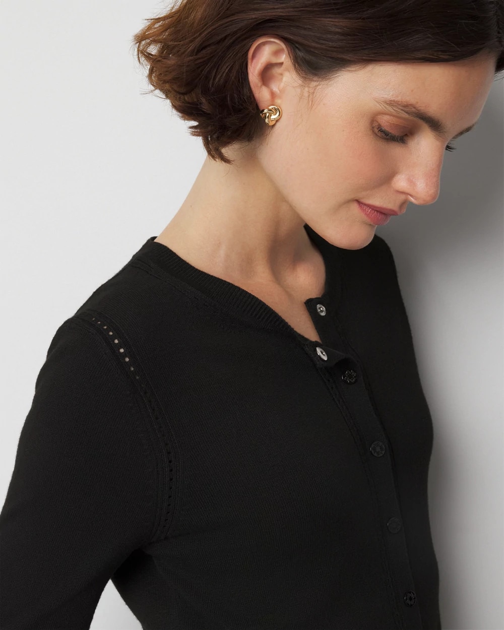 Petite Black + White Colorblock Cardigan