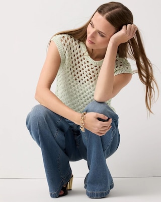 Open Stitch Knit Pullover click to view larger image.