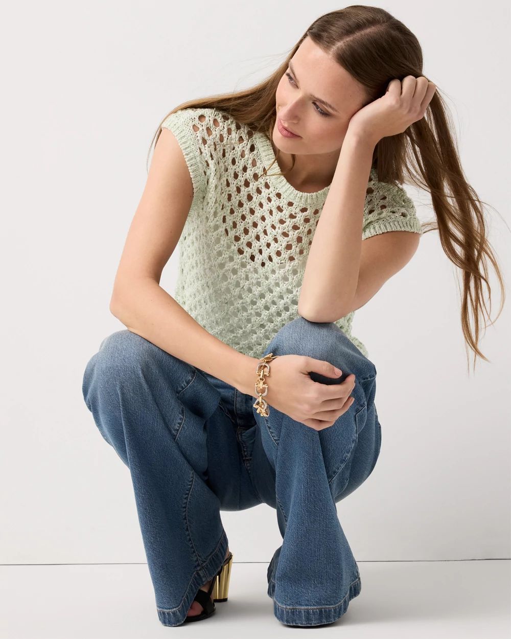 Open Stitch Knit Pullover