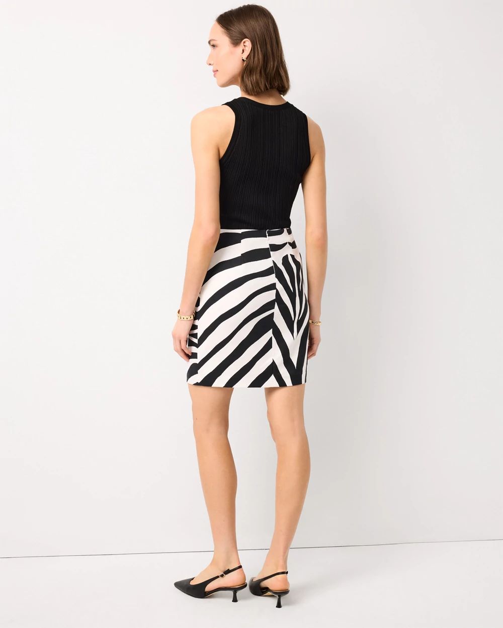 Linen-Blend Faux Wrap Skirt click to view larger image.