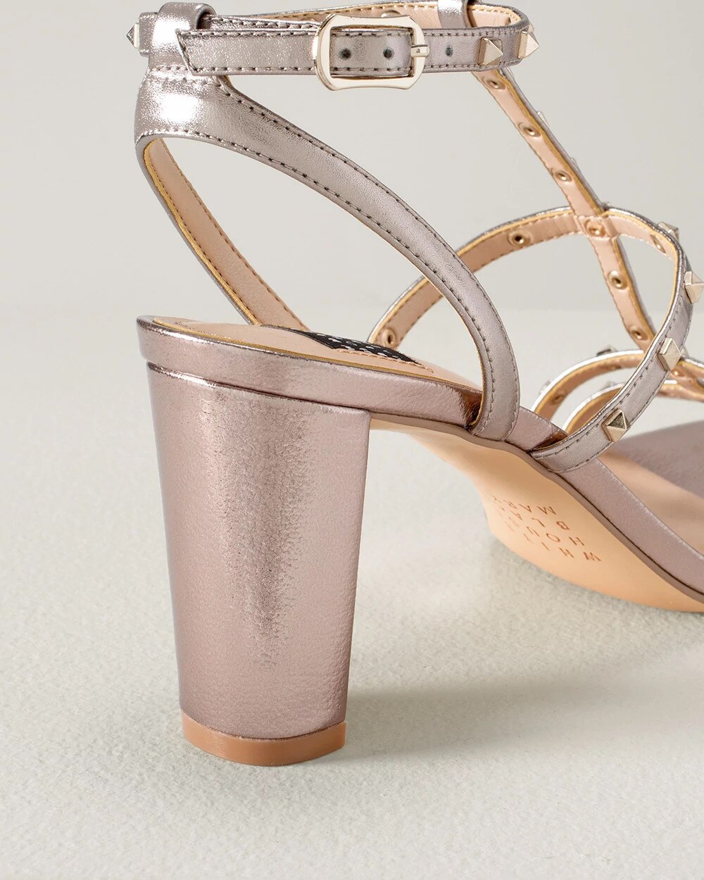 mid heel rose gold sandals