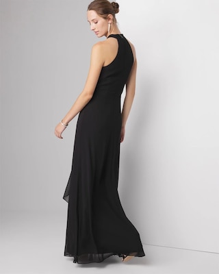 Sleeveless V-Neck Draped Maxi Gown click to view larger image.