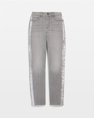 Foil Stripe Straight Jeans click to view larger image.