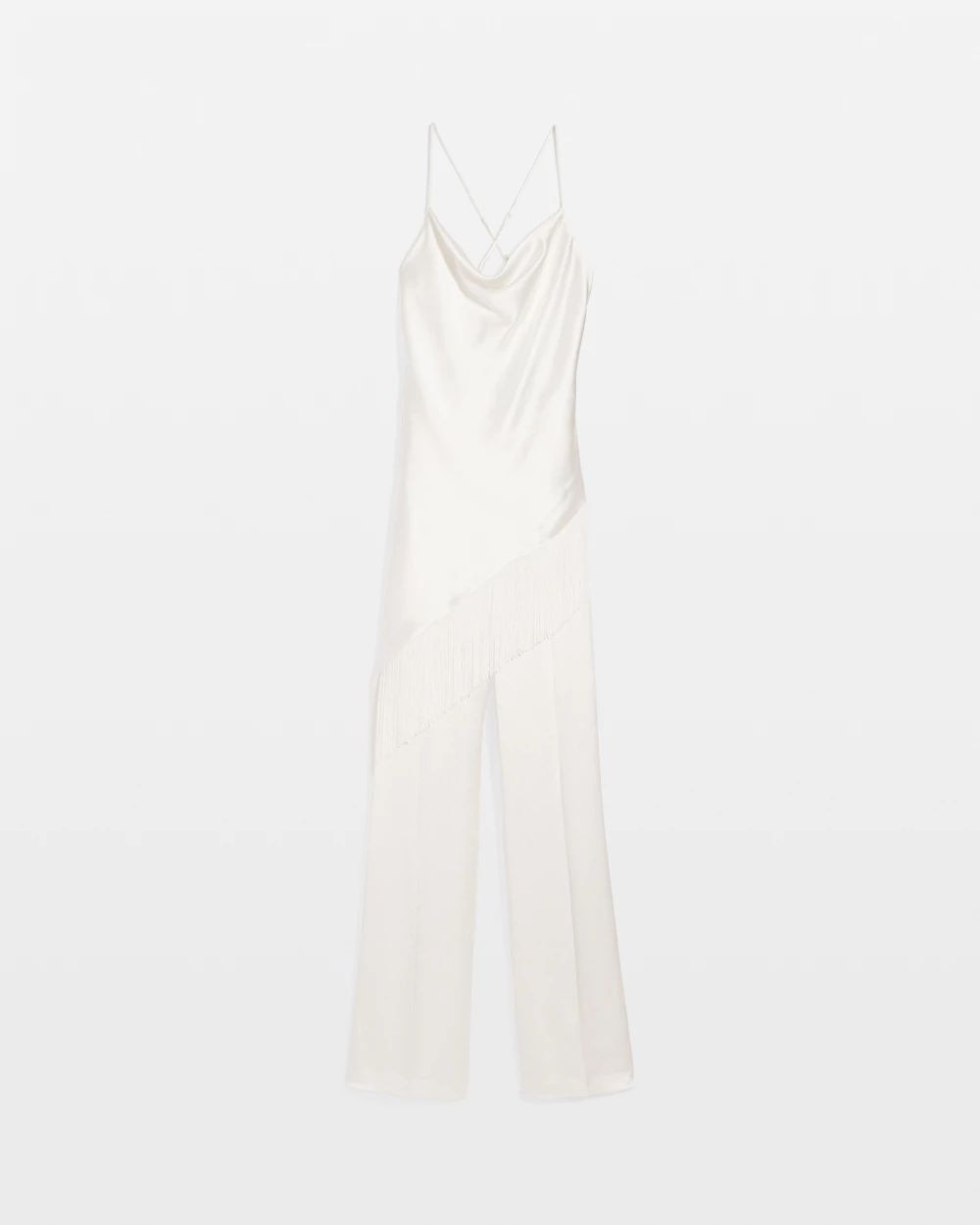 Petite Fringe Satin Jumpsuit