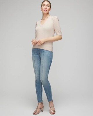 Cashmere Blend Puff Sleeve Sweater click to view larger image.