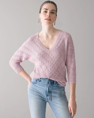 ¾ Sleeve Cable Knit Pullover