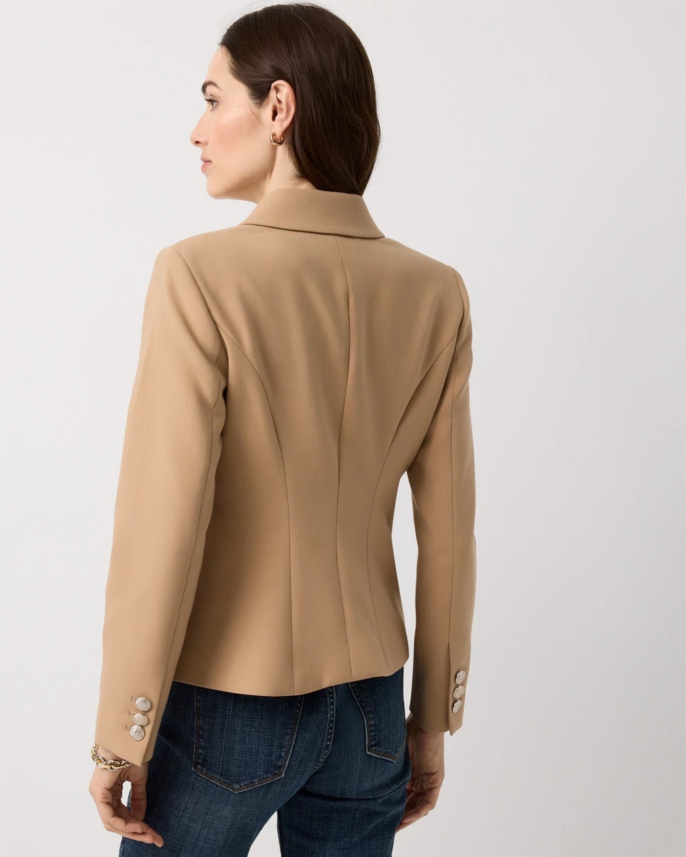 Petite Cropped Double Button Blazer
