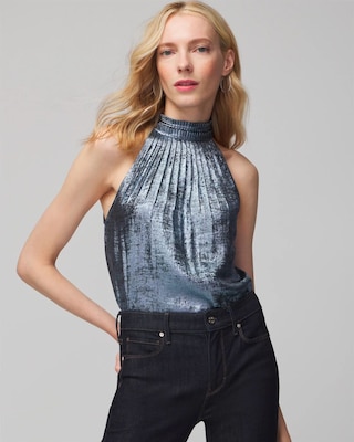 Halter Pleated Shell Top