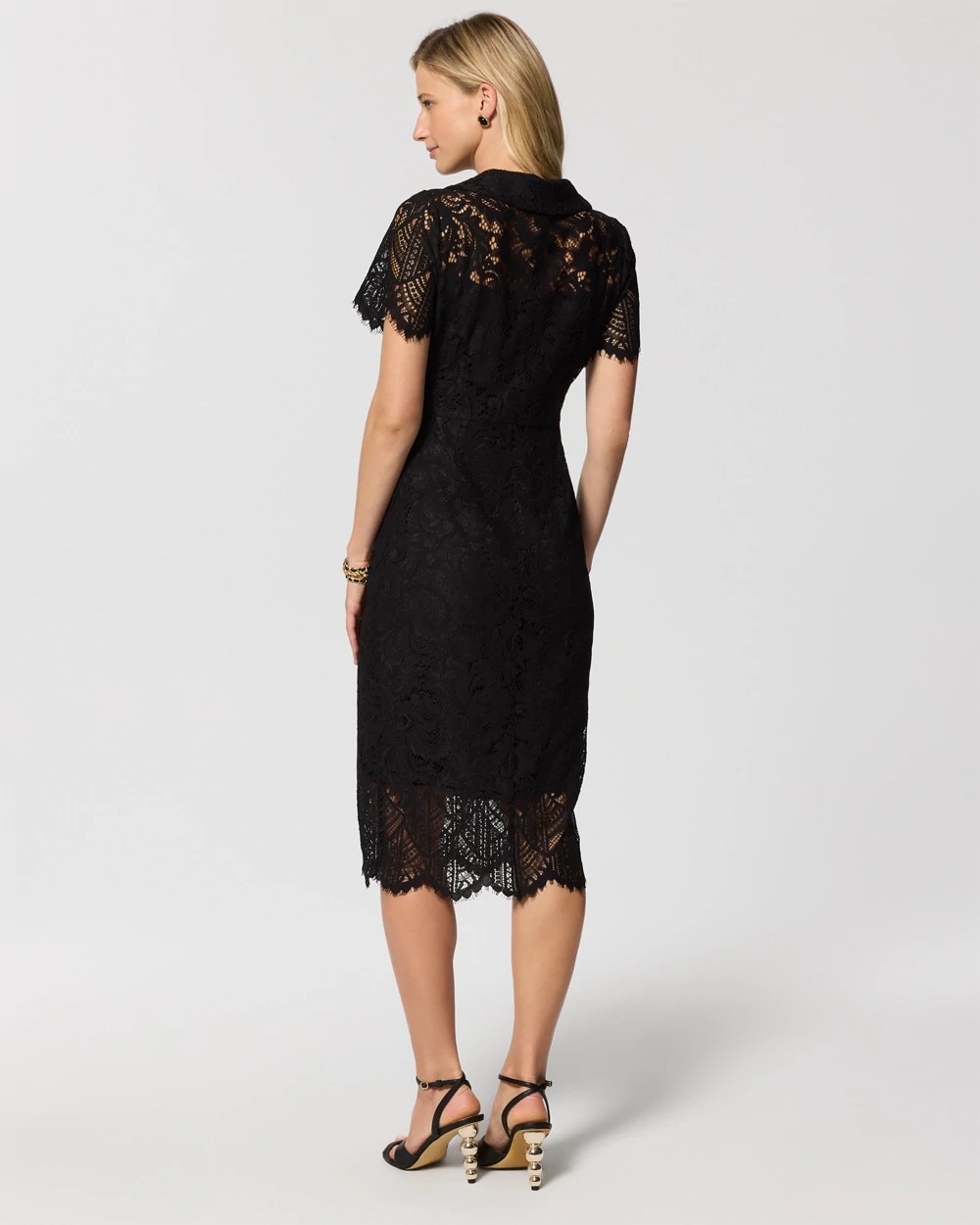 Petite Lace Button Front Dress