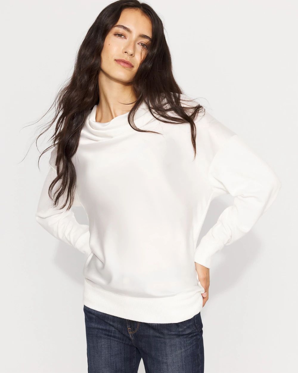 Petite Satin Mix Snit Top