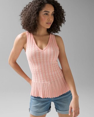Sleeveless Mixed Stitch Peplum Top