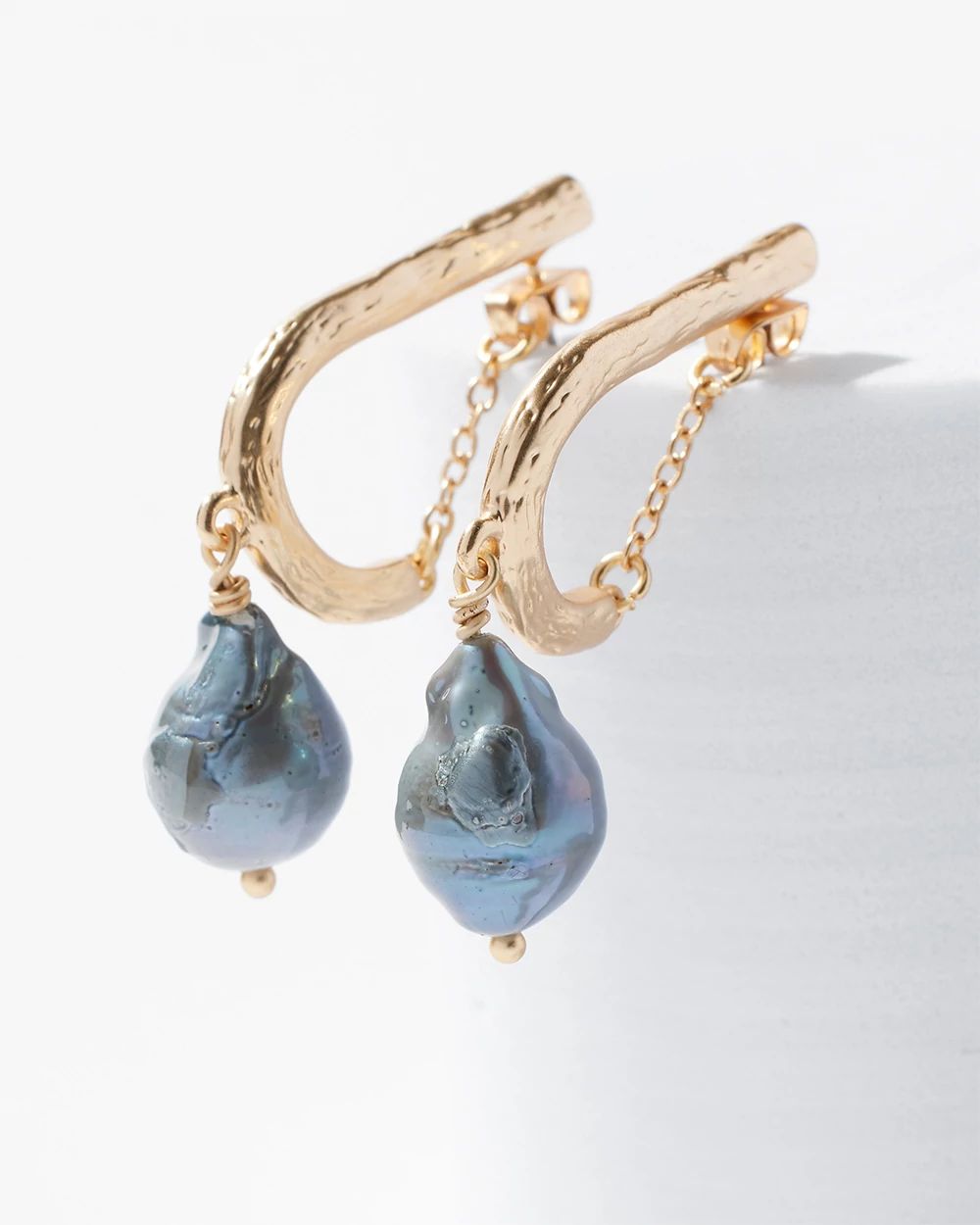 Gold Grey Fresh Water Pearl Drop Earring
