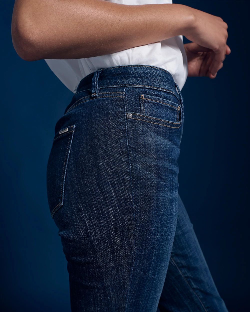 Petite Mid-Rise Bootcut Jeans click to view larger image.
