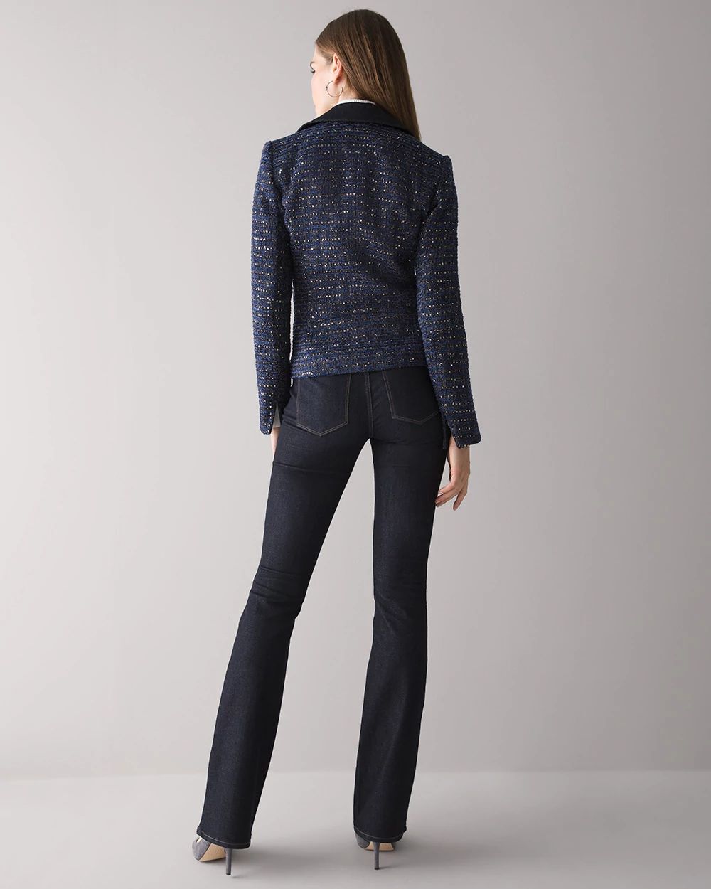 White house black market tweed moto jacket cheap