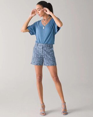 Comfort Stretch Damask Print 5-Inch Shorts