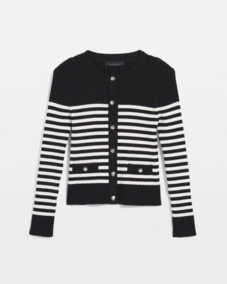Striped Ribbed Cardigan click to view larger image.