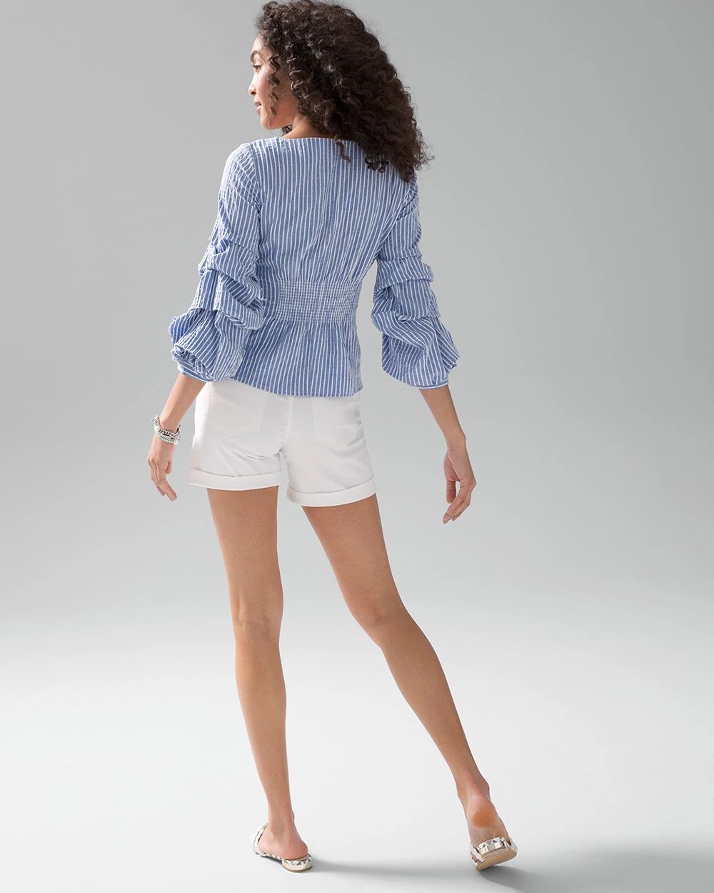 Ruffle Sleeve Seersucker Blouse