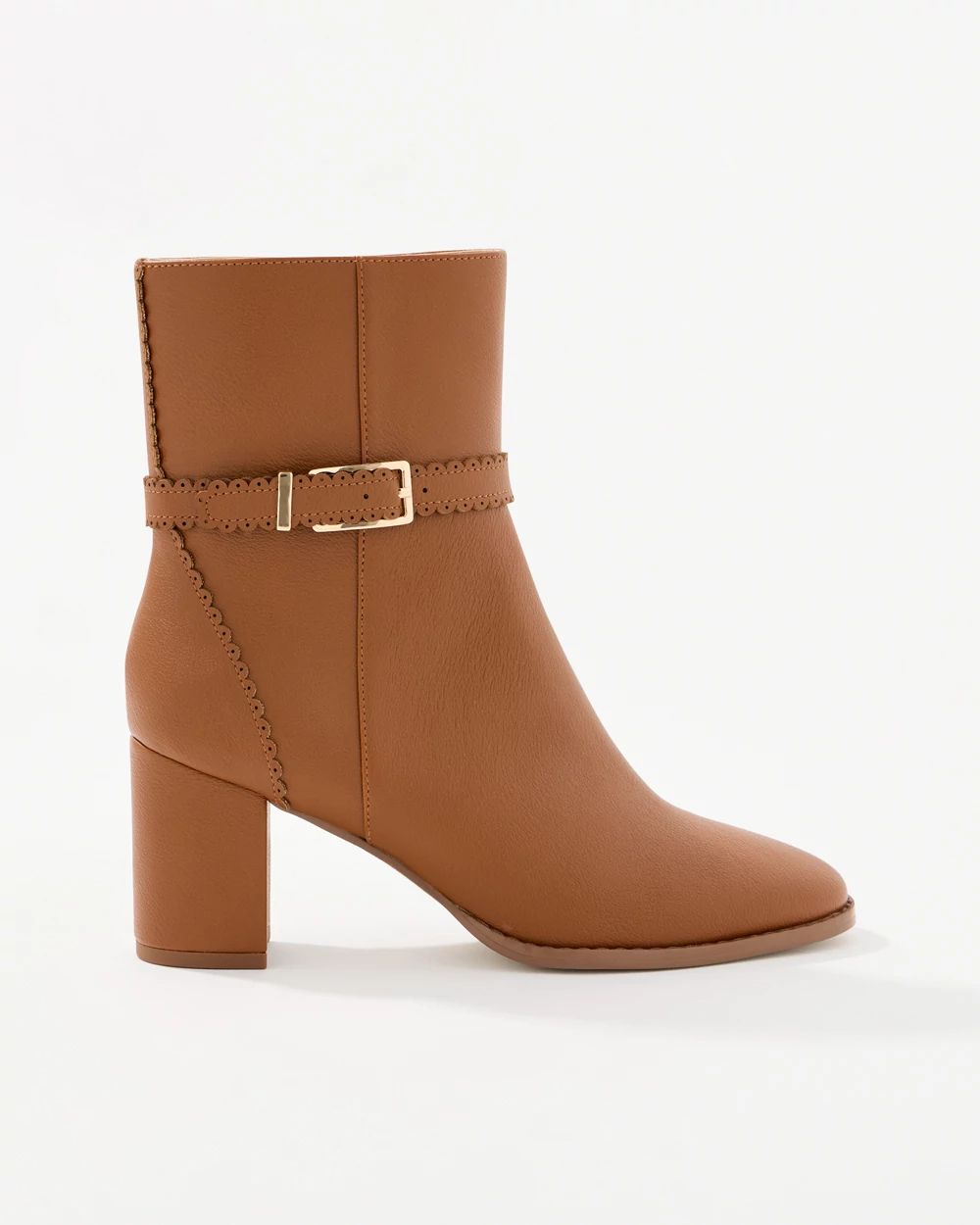 Buckle Detail Faux Leather Ankle Boots click to view larger image.