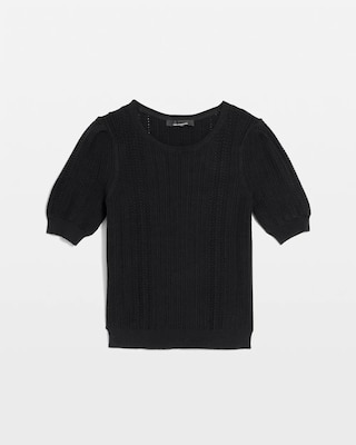 Pointelle Puff Sleeve Sweater click to view larger image.