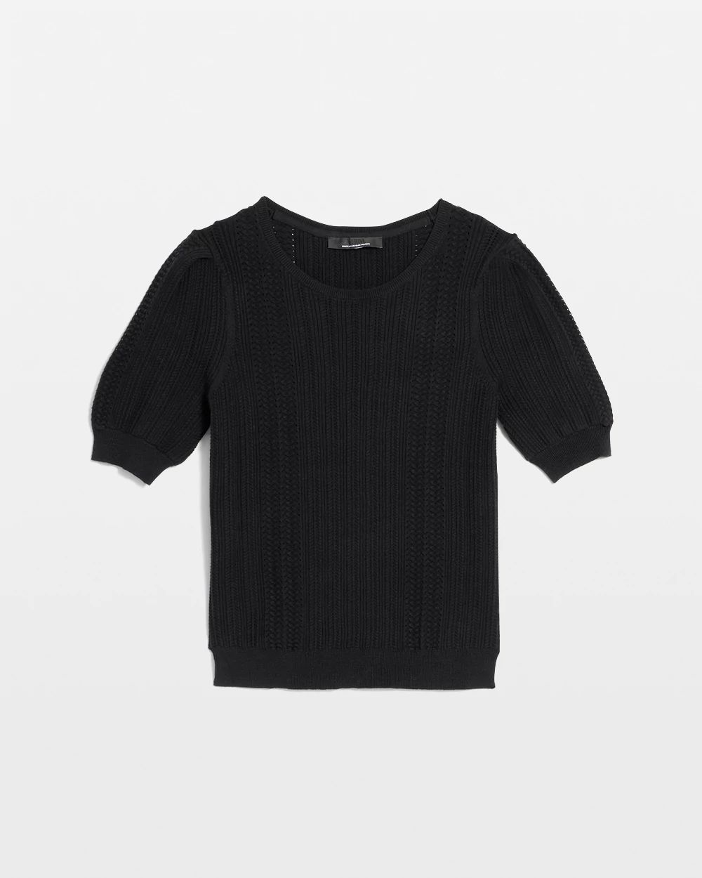 Pointelle Puff Sleeve Sweater