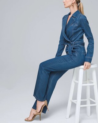 Denim Surplice Wrap Jumpsuit