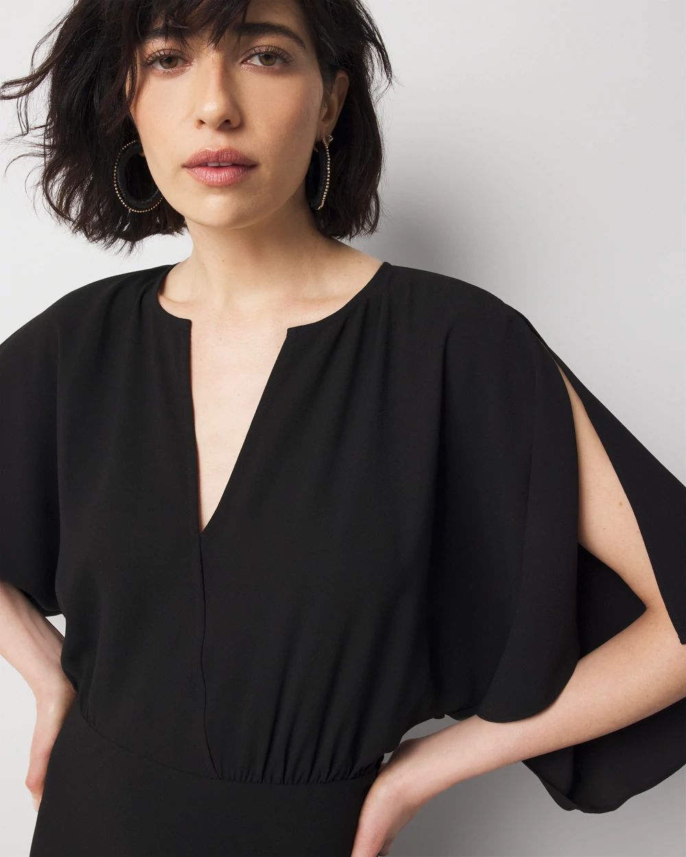 Petite Kimono Sleeve Satin Gown