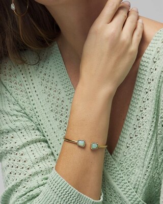 Gold Pave Stone Hinge Cuff