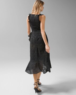 Eyelet Ruffle Wrap Dress