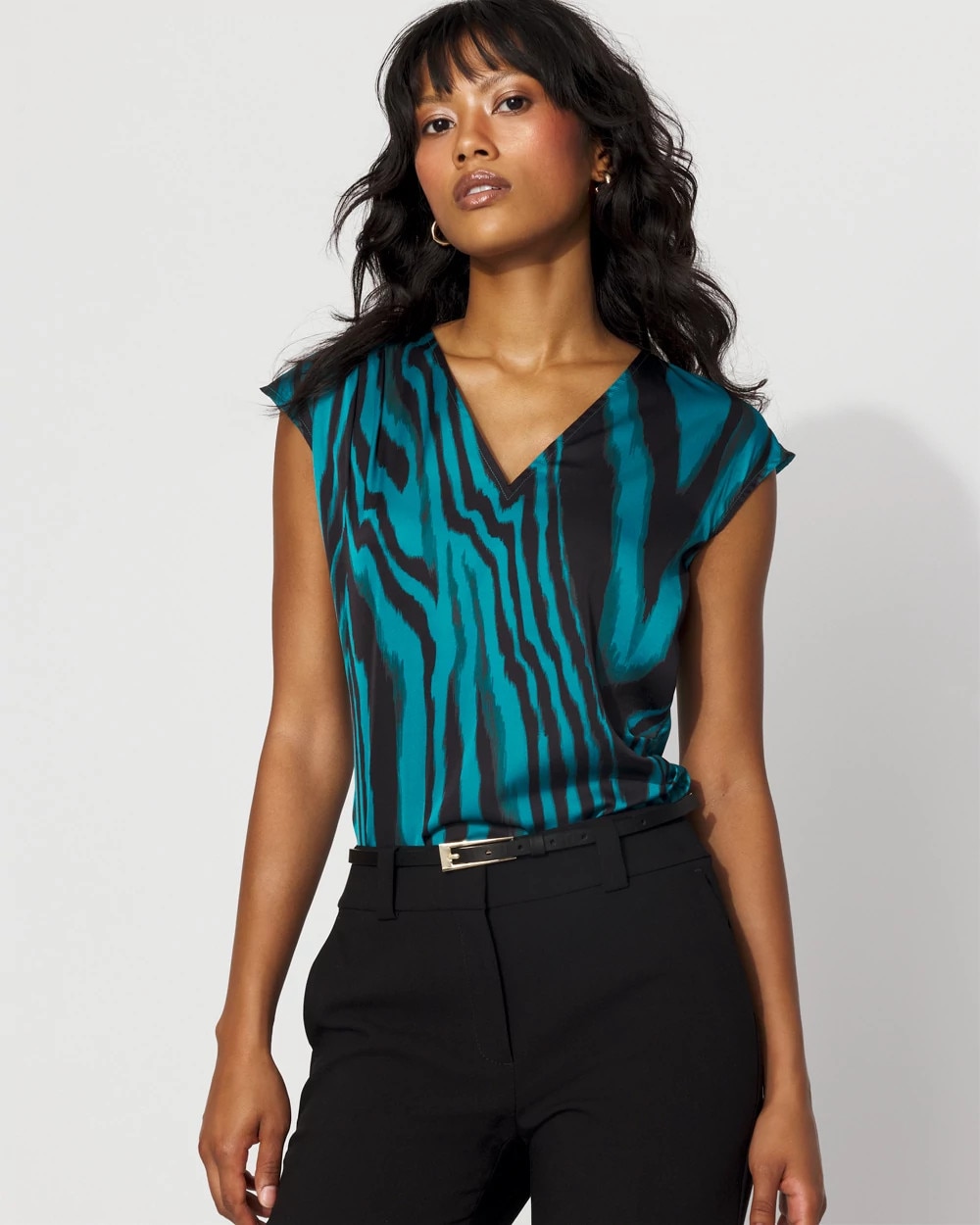 Satin V-Neck Shell - image 1