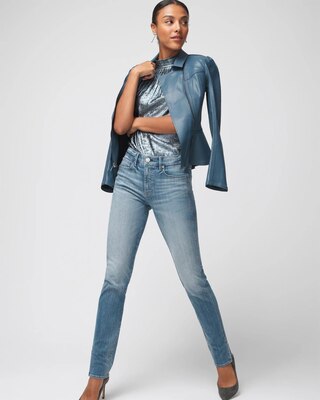 High-Rise Everyday Soft Novelty Slim Jeans With Slit